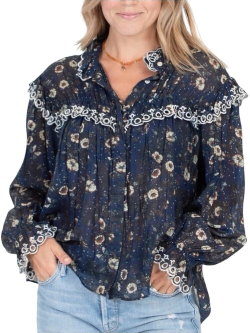 Isabel Marant Elmira Floral Printed Blouse Size 34